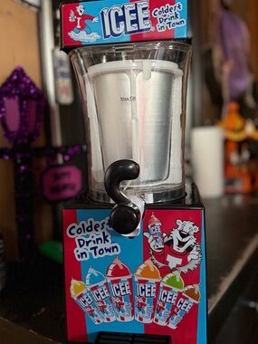 Ice Branded Slush Dispenser with Red and Blue Graphics